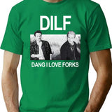 DILF Dang I Love Forks Vintage Premium Heavyweight Cotton T-Shirt - Green