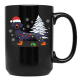 Dachshund Christmas Lights Black Coffee Mug, Gift Coffee Mug - Black