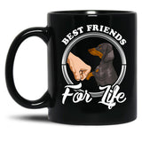 Dachshund Lover Design Best Friends For Life Black Coffee Mug, Gift Coffee Mug