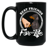 Dachshund Lover Design Best Friends For Life Black Coffee Mug, Gift Coffee Mug