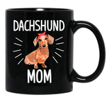 Dachshund Mom Cute Dotson Doxie Wiener Dog Owner Lover Gift Black Coffee Mug, Gift Coffee Mug - Black