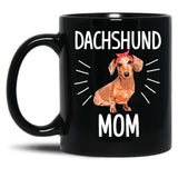 Dachshund Mom Cute Dotson Doxie Wiener Dog Owner Lover Gift Black Coffee Mug, Gift Coffee Mug