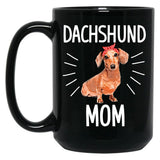 Dachshund Mom Cute Dotson Doxie Wiener Dog Owner Lover Gift Black Coffee Mug, Gift Coffee Mug