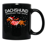 Dachshund Through The Snow Funny Dog Christmas Black Coffee Mug, Gift Coffee Mug - Black