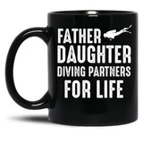 Dad And Daughter Diving Partners For Life Scuba Diving Black Coffee Mug, Gift Coffee Mug