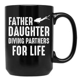 Dad And Daughter Diving Partners For Life Scuba Diving Black Coffee Mug, Gift Coffee Mug - Black