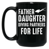 Dad And Daughter Diving Partners For Life Scuba Diving Black Coffee Mug, Gift Coffee Mug