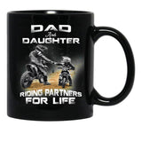 Dad And Daughter Riding Partners For Life Black Coffee Mug - Black