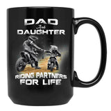 Dad And Daughter Riding Partners For Life Black Coffee Mug - Black