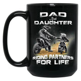 Dad And Daughter Riding Partners For Life Black Coffee Mug