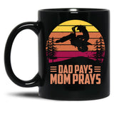 Dad Pays Mom Prays Motocross Off Road Dirt Bike Black Coffee Mug, Gift Coffee Mug