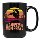 Dad Pays Mom Prays Motocross Off Road Dirt Bike Black Coffee Mug, Gift Coffee Mug - Black