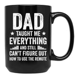 Dad Taught Me Everything And Still Cant Figure Out How To Use The Remote Fathers Day 2024 Black Coffee Mug - Black