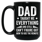 Dad Taught Me Everything And Still Cant Figure Out How To Use The Remote Fathers Day 2024 Black Coffee Mug