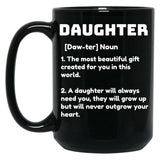 Daughter Definition Black Coffee Mug