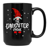 Daughter Gnome Family Christmas Pajama Daughter Gnome Gear Black Coffee Mug - Black