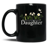 Daughter With White Flowers Black Coffee Mug