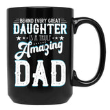 Daughters Gift For Fathers Day Black Coffee Mug - Black