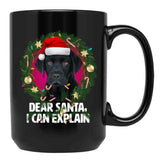 Dear Santa I Can Explain - Funny Black Labrador Black Coffee Mug, Gift Coffee Mug - Black