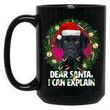 Dear Santa I Can Explain - Funny Black Labrador Black Coffee Mug, Gift Coffee Mug