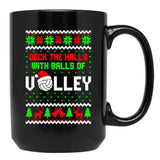 Deck The Halls With Balls Of Volley Funny Holiday Black Coffee Mug, Gift Coffee Mug - Black