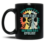 Dentist Cyclist Design Black Coffee Mug, Gift Coffee Mug