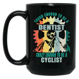 Dentist Cyclist Design Black Coffee Mug, Gift Coffee Mug