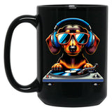 Dj Dachshund Dog Black Coffee Mug, Gift Coffee Mug