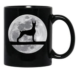 Doberman Dog Night Moon Doberman Lover Black Coffee Mug, Gift Coffee Mug - Black