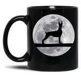 Doberman Dog Night Moon Doberman Lover Black Coffee Mug, Gift Coffee Mug