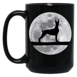 Doberman Dog Night Moon Doberman Lover Black Coffee Mug, Gift Coffee Mug