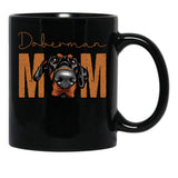 Doberman Mom Dog Mom Shirt Gift Idea For Dobermann Owner Slim Fit Black Coffee Mug, Gift Coffee Mug - Black