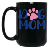 Dog Mom Funny Logo Black Coffee Mug, Gift Coffee Mug