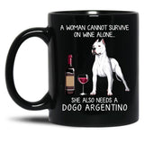 Dogo Argentino And Wine Funny Dog Black Coffee Mug, Gift Coffee Mug
