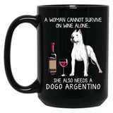 Dogo Argentino And Wine Funny Dog Black Coffee Mug, Gift Coffee Mug