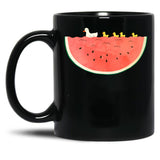 Duckies And Watermelon Black Coffee Mug, Gift Coffee Mug