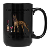 Dutch Shepherd And Wine Funny Gift For Dog Mom Black Coffee Mug, Gift Coffee Mug - Black