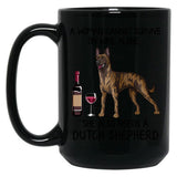 Dutch Shepherd And Wine Funny Gift For Dog Mom Black Coffee Mug, Gift Coffee Mug