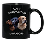Easily Distracted By Labradors Labrador Retriever Shirt Black Coffee Mug, Gift Coffee Mug - Black