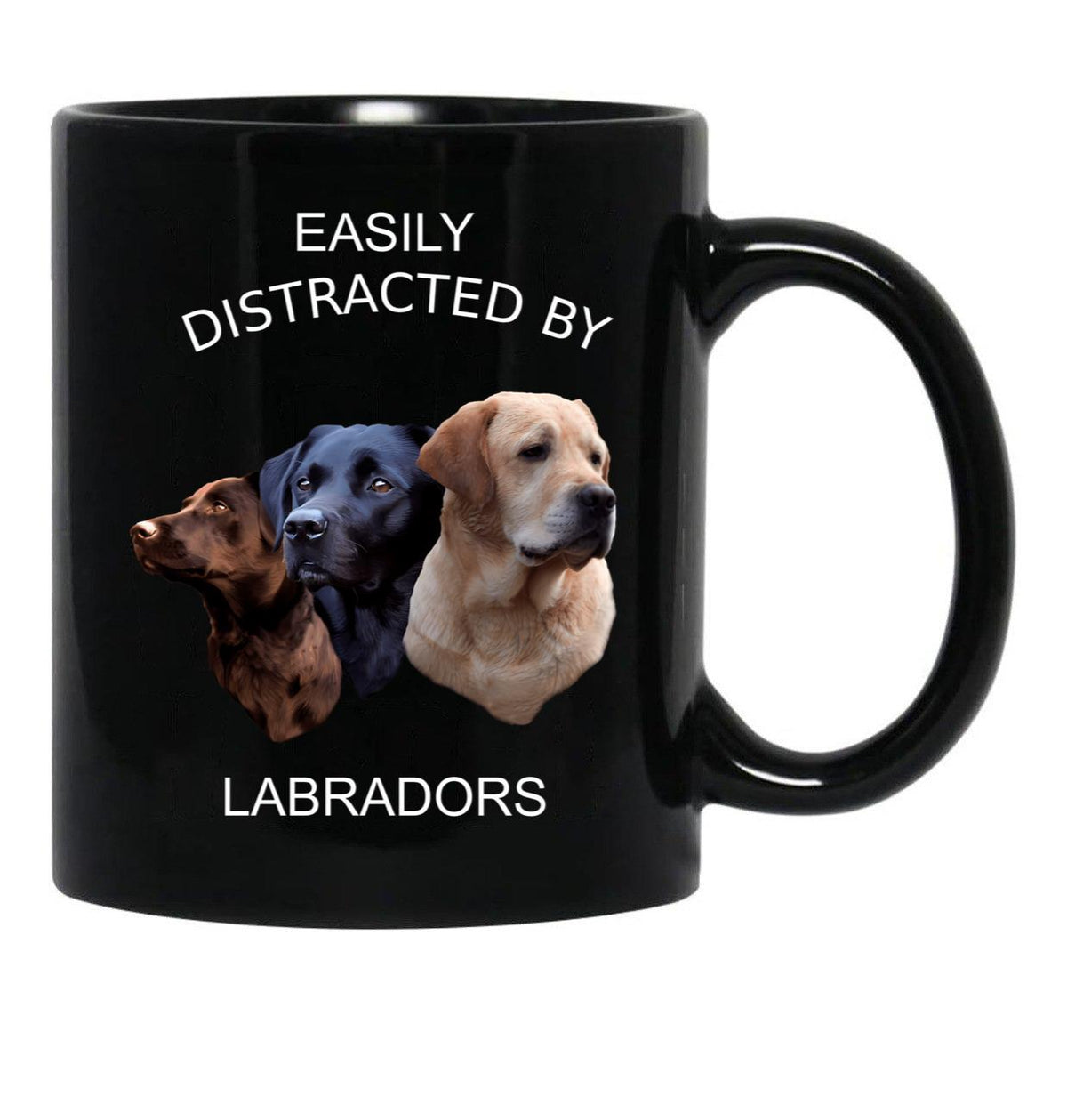 Easily Distracted By Labradors Labrador Retriever Shirt Black Coffee Mug, Gift Coffee Mug - Black