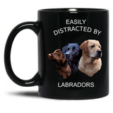 Easily Distracted By Labradors Labrador Retriever Shirt Black Coffee Mug, Gift Coffee Mug
