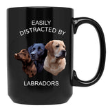 Easily Distracted By Labradors Labrador Retriever Shirt Black Coffee Mug, Gift Coffee Mug - Black