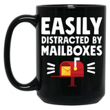 Easily Distracted By Mailboxes - Postal Worker Black Coffee Mug, Gift Coffee Mug