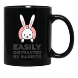 Easily Distracted By Rabbits (4) Black Coffee Mug, Gift Coffee Mug - Black