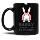 Easily Distracted By Rabbits (4) Black Coffee Mug, Gift Coffee Mug