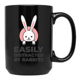 Easily Distracted By Rabbits (4) Black Coffee Mug, Gift Coffee Mug - Black
