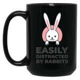 Easily Distracted By Rabbits (4) Black Coffee Mug, Gift Coffee Mug