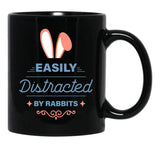 Easily Distracted By Rabbits (5) Black Coffee Mug, Gift Coffee Mug - Black