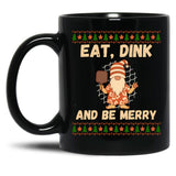Eat Dink And Be Merry Funny Christmas Pickleball Black Coffee Mug, Gift Coffee Mug