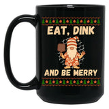 Eat Dink And Be Merry Funny Christmas Pickleball Black Coffee Mug, Gift Coffee Mug